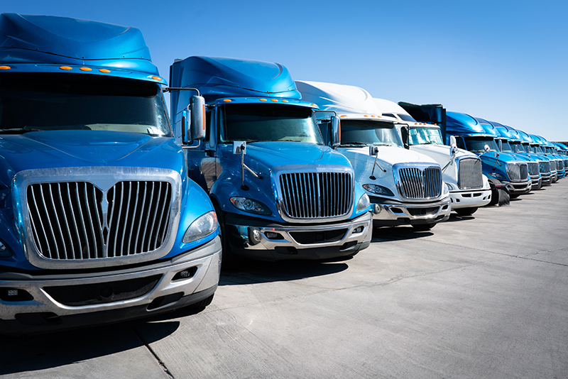 Multiple Disel Trucks Parked