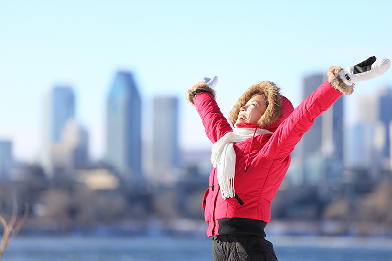 Woman with hands in the air